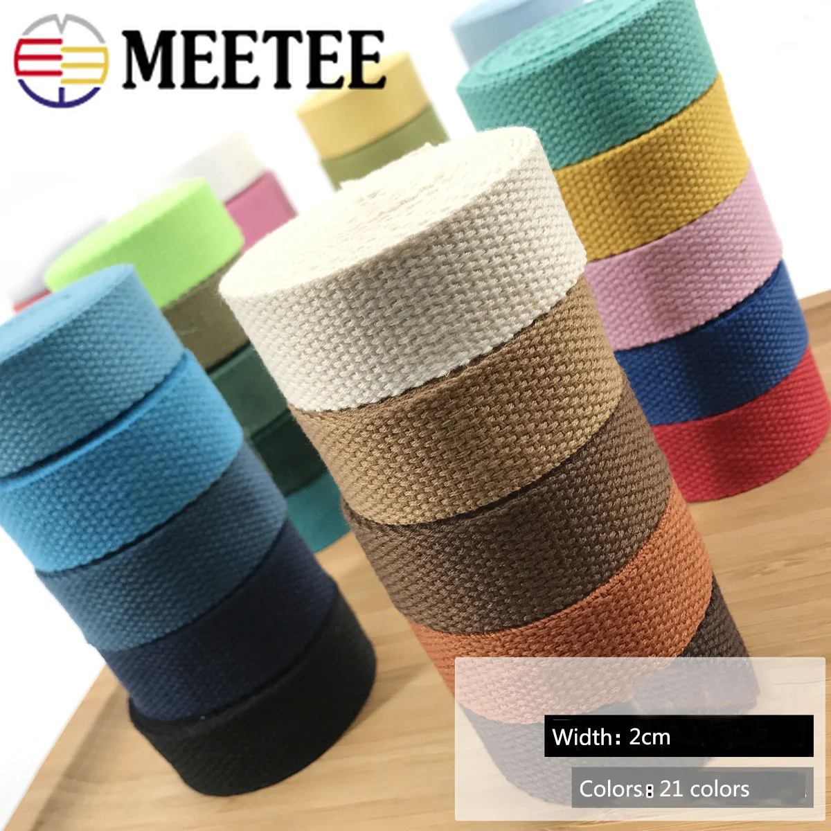 

Meetee 8Yards 20MM 1.5cm Thick Polyester Cotton Canvas Webbing Ribbon Binding Tape Bag Belt Strap Garments Sewing Accessories