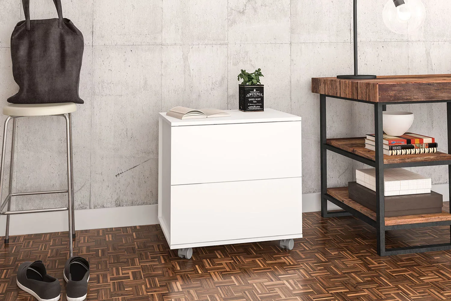 

Damasco 2 Drawer Mobile Storage Cabinet in White