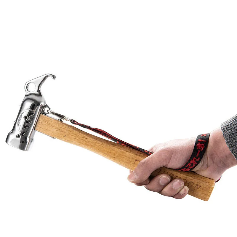 

2022 Outdoor Camping Tent Peg Hammer Hiking Fishing Stainless Steel Stakes Remover Ground Nail Puller Hammer Climbing Tools 680G