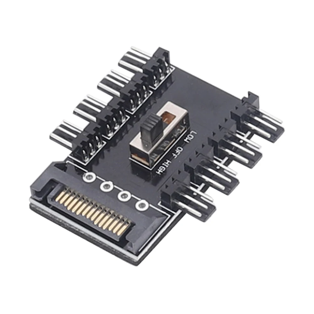 

Multi Way Splitter Cooler Cooling Fan Hub PC SATA 1 to 8 3Pin 12V Power Socket PCB Adapter 2 Level Speed Controller for Computer