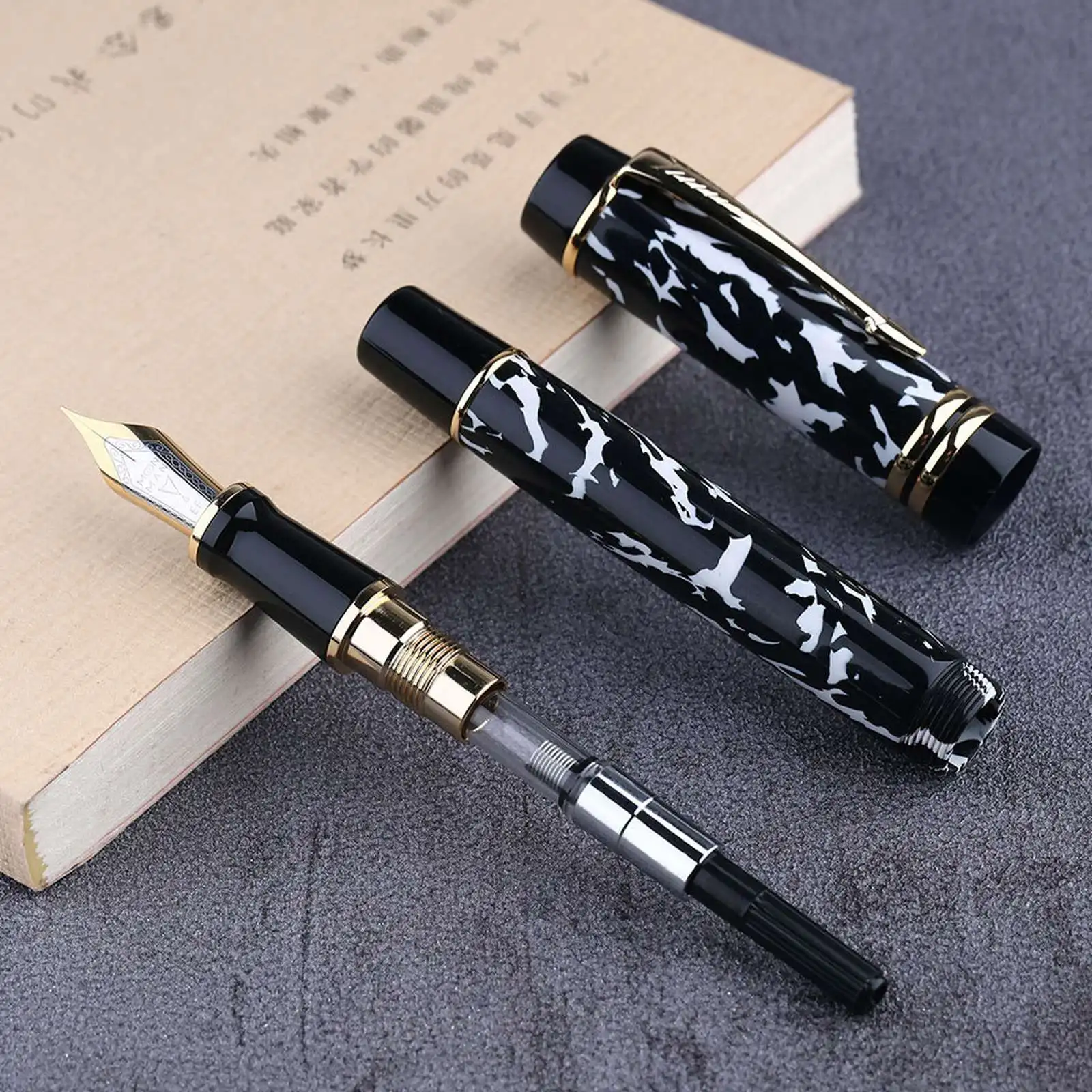 

MAJOHN M600T Resin Tortoiseshell Fountain Pen Iridium EF/F Nib 0.38mm/0.5mm with Converter Beautiful Writing Office Gift Ink Pen