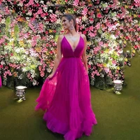 romantic party dresses light purple tulle sexy v neck sleeveless evening gown floor length low back plus size evening dresses