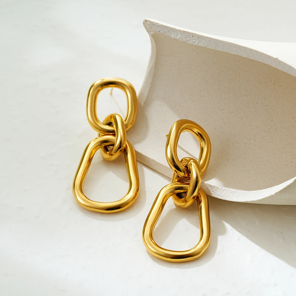 Винтажные соединяющие круглые серьги-подвески золотого цвета для женщин фианиты