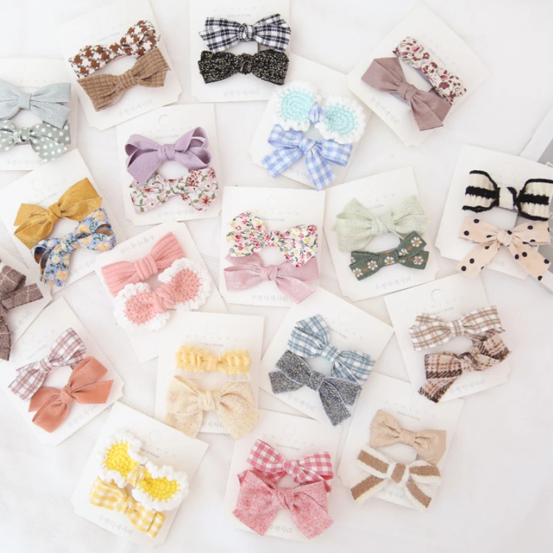 Floral Fabric Plush Hair Clips Set Babies Adults Hair Accessories