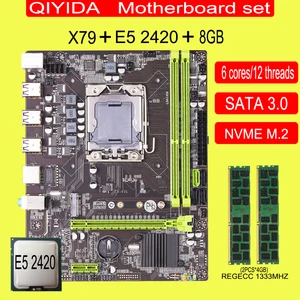 Комплект материнской платы X79 с процессором Xeon LGA 1356 E5 2420 2 шт. x 4 ГБ = 8 Гб 1333 МГц pc3 10600R DDR3 память ECC REG ОЗУ NVME M.2 SATA3.0