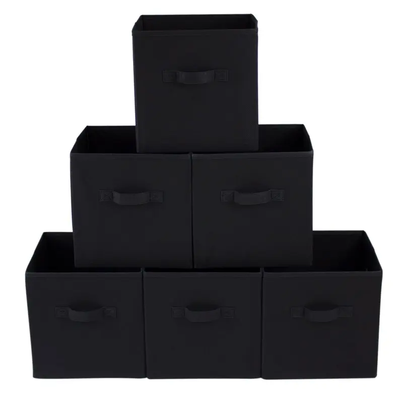

Cube Fabric Storage Bins (10.5" x 10.5"), Rich Black, 6 Pack