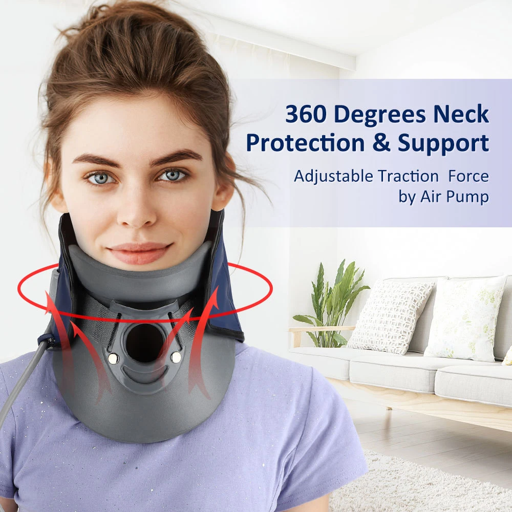 Neck Stretcher Inflatable Cervical Traction Device Support Orthosis Adjustabl Neck Relief Pain Air Pump Necks Protection Brace