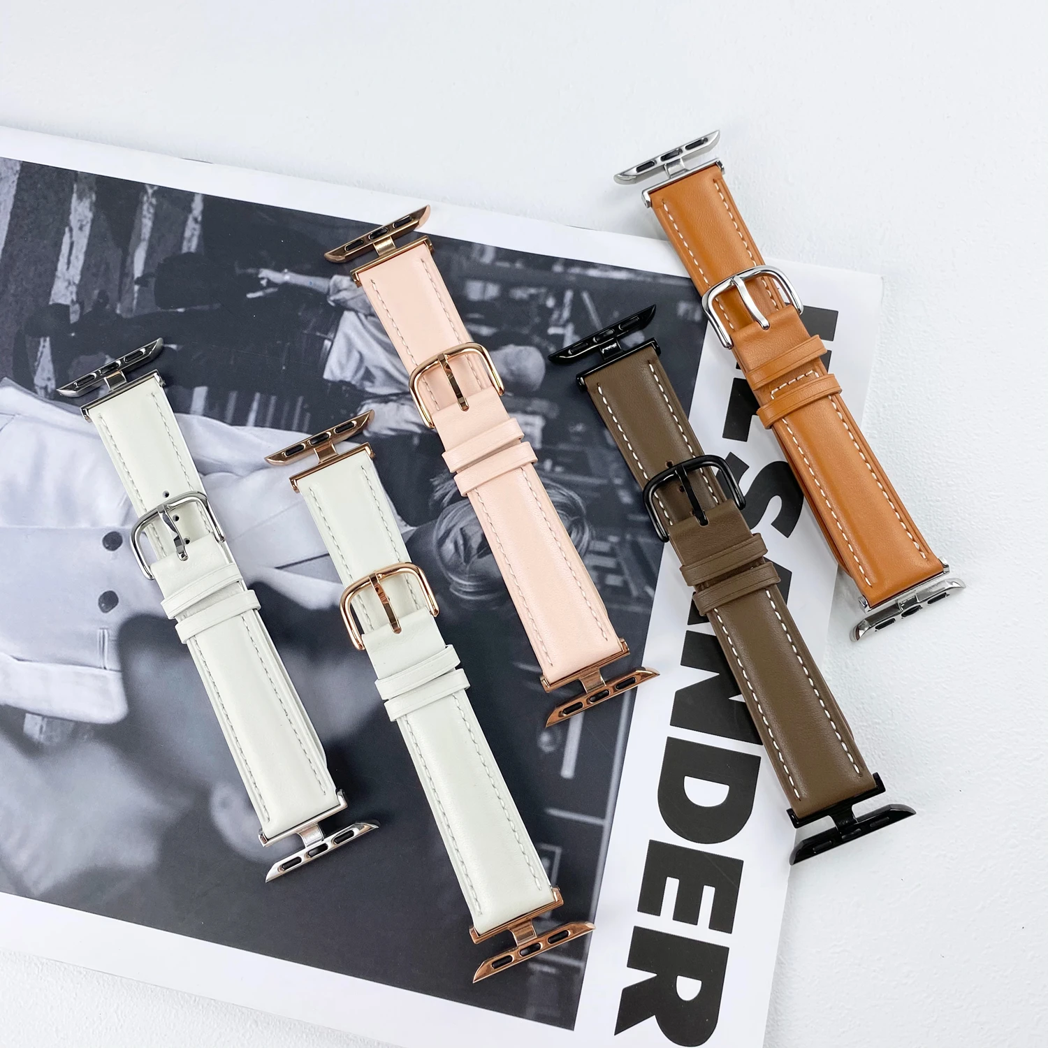 

Cowhide Leather Strap for Apple Watch Band 45mm 41mm iWatch 7 SE 6 5 4 3 Wristband 44mm 40mm 42mm 38mm Bracelet Belt Watchband