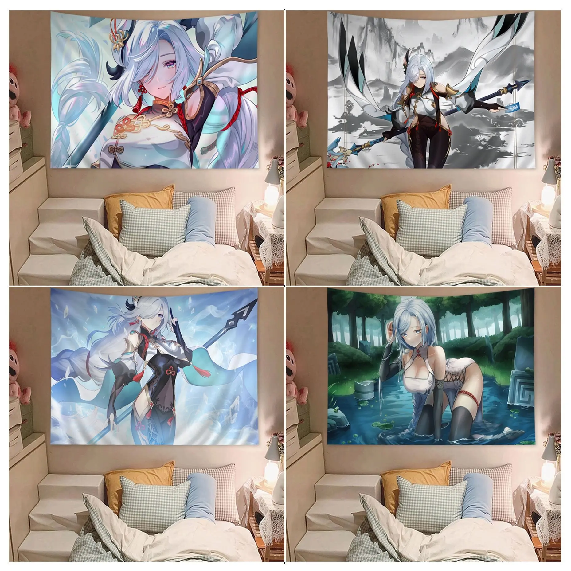 

Genshin Impact Shenhe Wall Tapestry Wall Hanging Decoration Household Home Decor