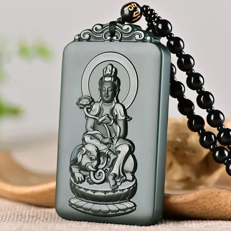 

Mai Chuang/Hand Carved/He Tian Cyan Jade Eight Patronus Necklace Pendant Fashion Jewelry Accessories Men Women Couple Gift
