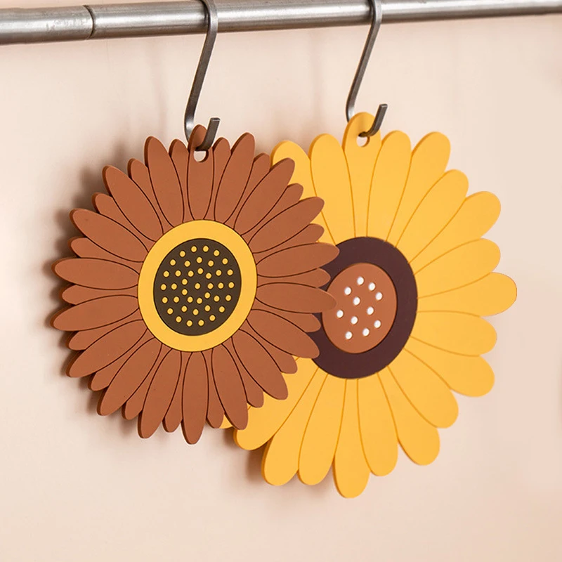 

Home Sunflower Flower Waterproof Table Mat Non-slip Heat-resistant Pvc Soft Rubber Placemat Glass Coaster Heat Insulation