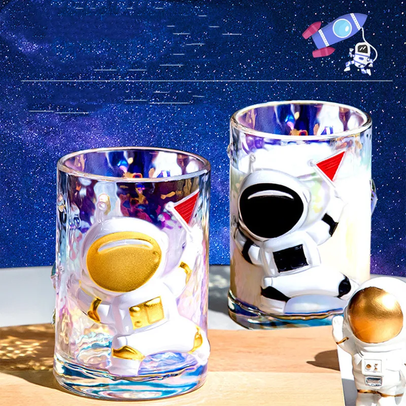 

Creative Embossed Cosmic Star Style Glass Coffee Breakfast Milk Beer Tea Cup Small Gift-Complimentary 1PCS Spoon