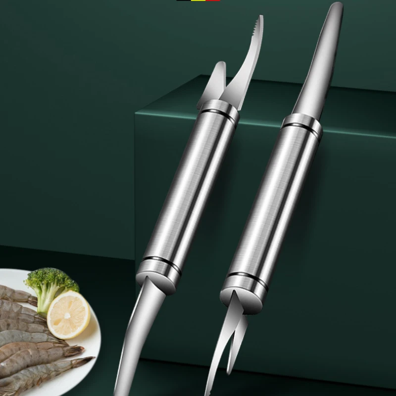 

Многофункциональный нож для рыбы и креветок, специальный нож из нержавеющей стали для удаления креветок, для очистки спины и ракушки кревет...