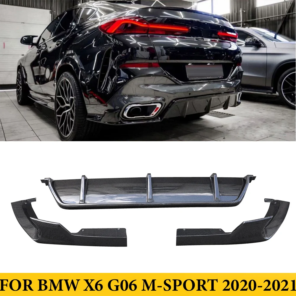 

For BMW X6 G06 M-Sport 2020-2021 Carbon Fiber Rear Bumper Lip Diffuser Spoiler Splitter Car Styling