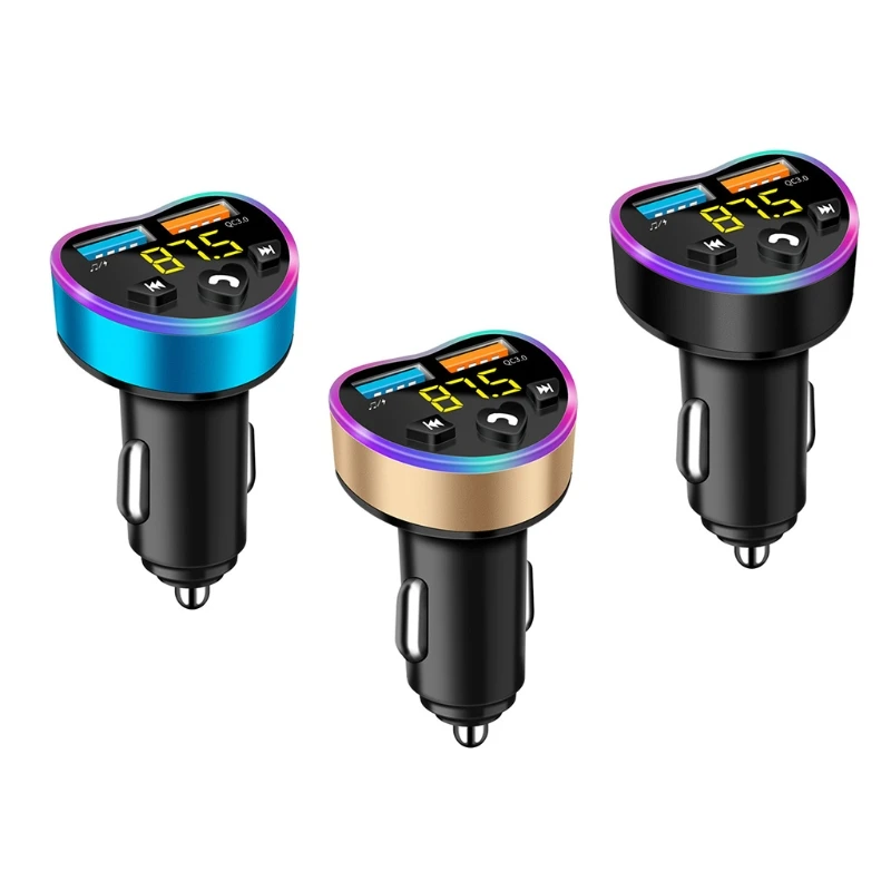 

FM Transmitter Bluetooth-compatible 5.0 Car Kit Stereo Handsfree Aux Mp3 Player USB Type C PD Fast Charging QC3.0