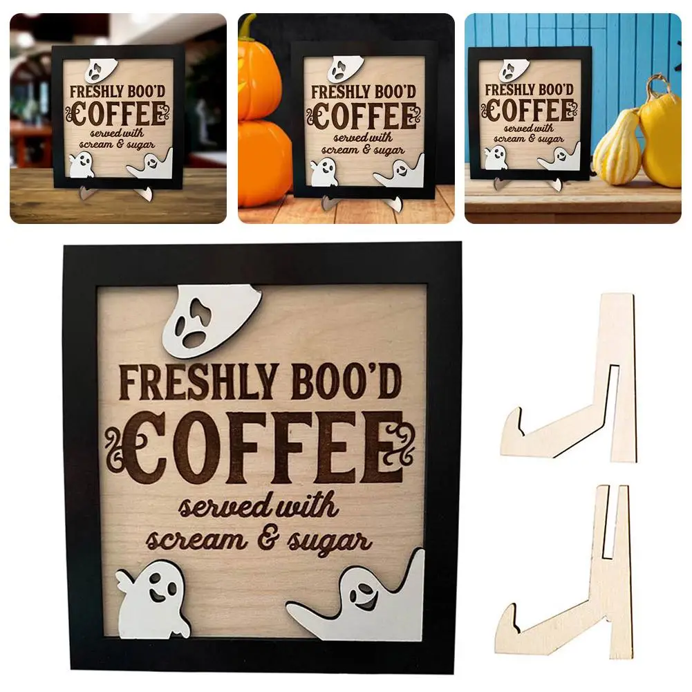 

Miniature Wooden Cafe Brewhouse Signboard Decor Halloween Blackboard Christmas Props Holiday Sign Scene C6H2