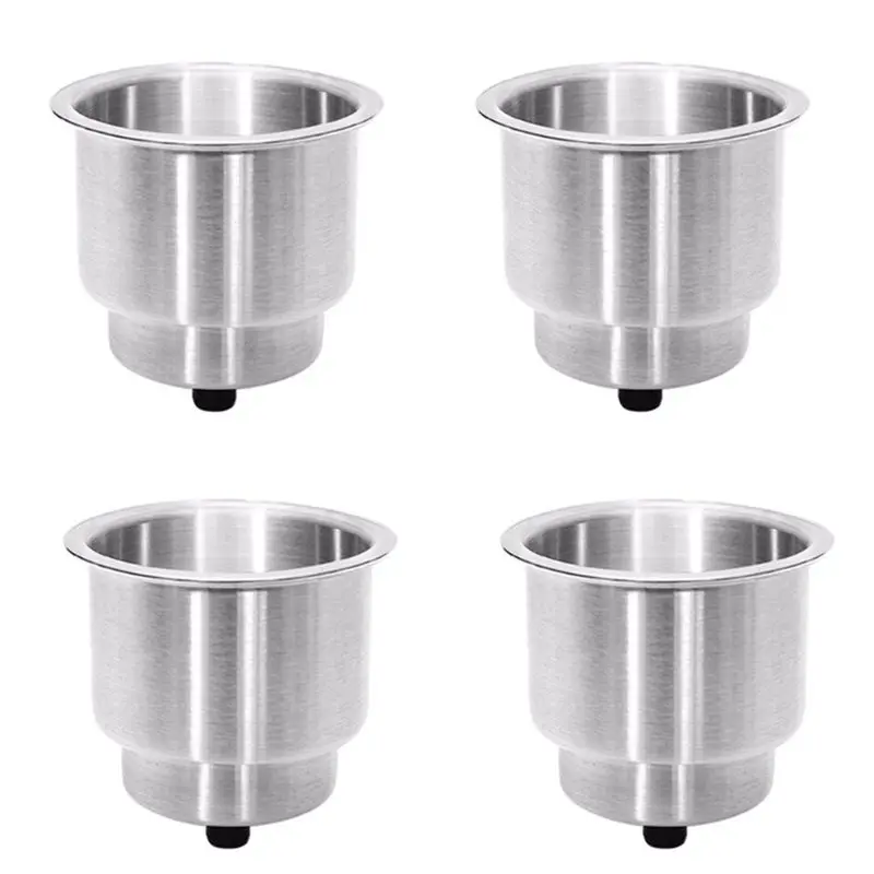 

4PCS Recessed Stainless Steel Cup Drink Bottle Holder with Drain Marine for Boat Rv for Camper Car Truck Two Stage D7YA