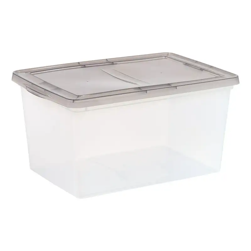 

Stylish Gray Quart Snap Top Clear Plastic Storage Box Organizers storage Storage organizer Kitchen storage & organization Troll
