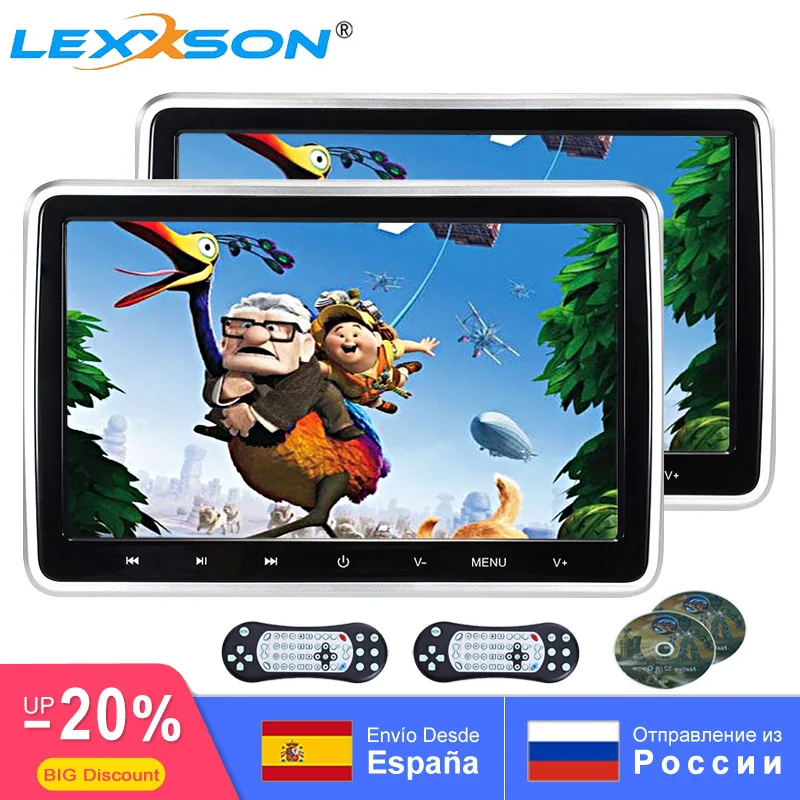 Купи 10.1Inch Car Headrest Monitor DVD Video Player 1024x600 Screen Button Game Remote Control 1080P IR AV FM USB Support 32 Bit Game за 4,435 рублей в магазине AliExpress