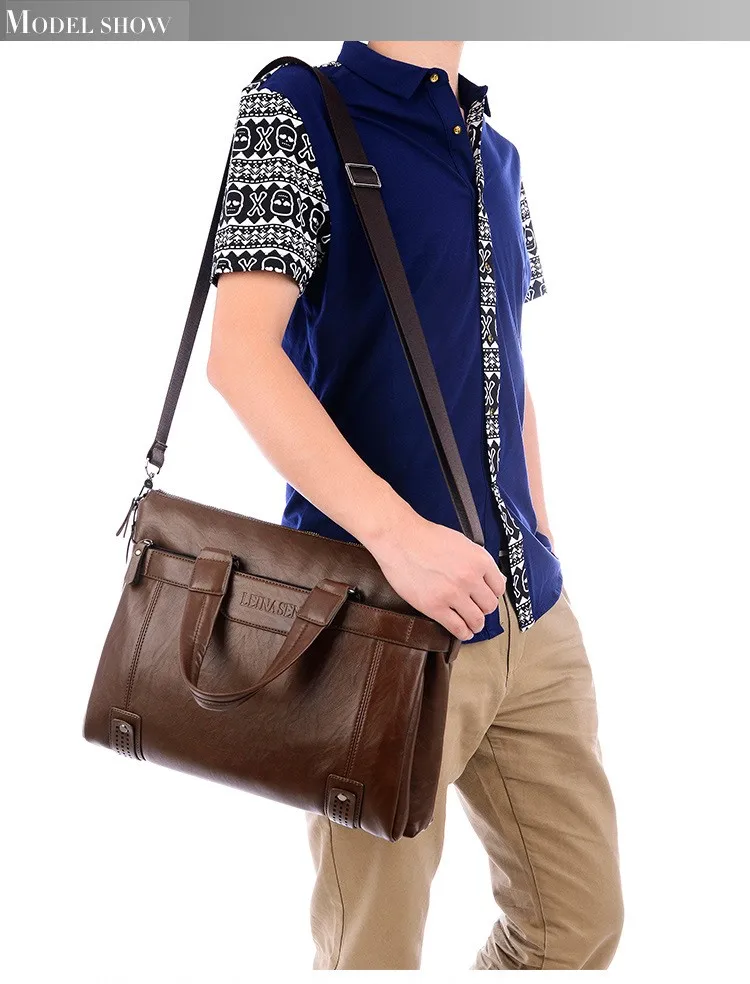 Men's Bag Handbag for Men Briefcase Computer Bags Valise Document Attache Shoulder PU Brown Business Leisure Dropshipping