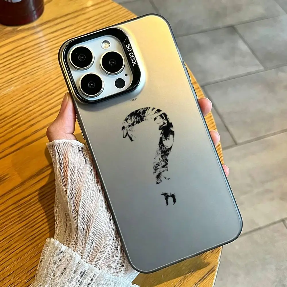 Фото xxx xxxtentacion-n Чехол для телефона для iPhone 17, 16, 15, 14, 13, 12, 11, Mini, Pro, E, MAX, серебристо-белый, матовый, в стиле Candy. №3