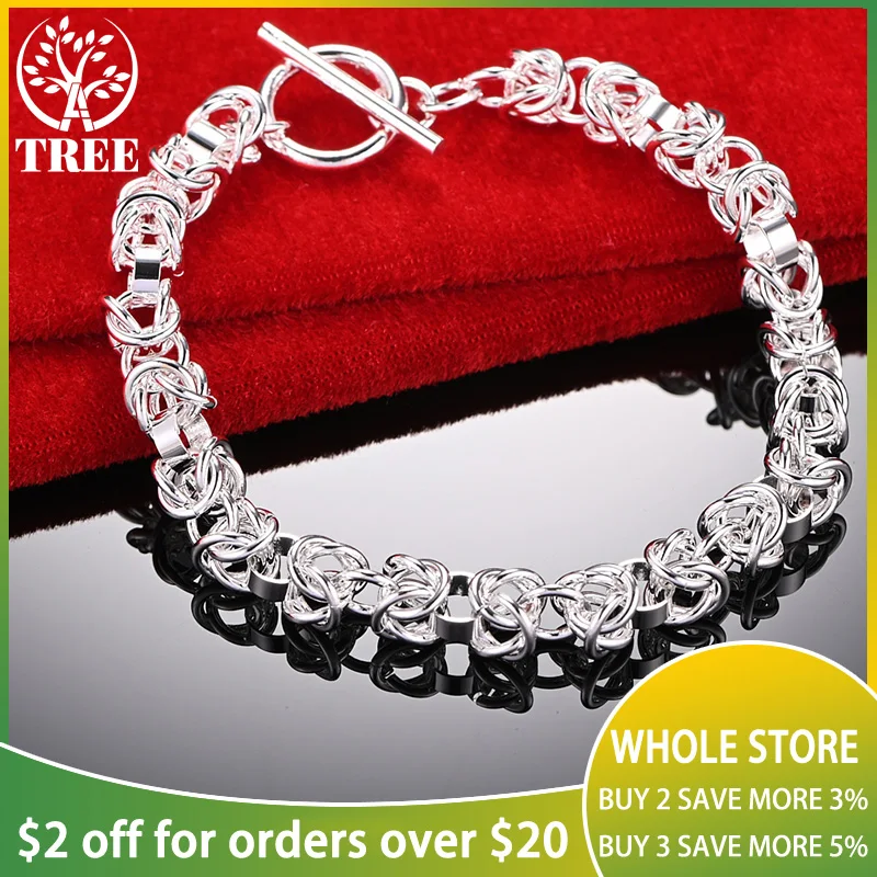 

ALITREE 925 Sterling Silver Trendy Popular Bracelets For Woman Gorgeous Keel Chain Charm Wedding Party Birthday Fashion Jewelry