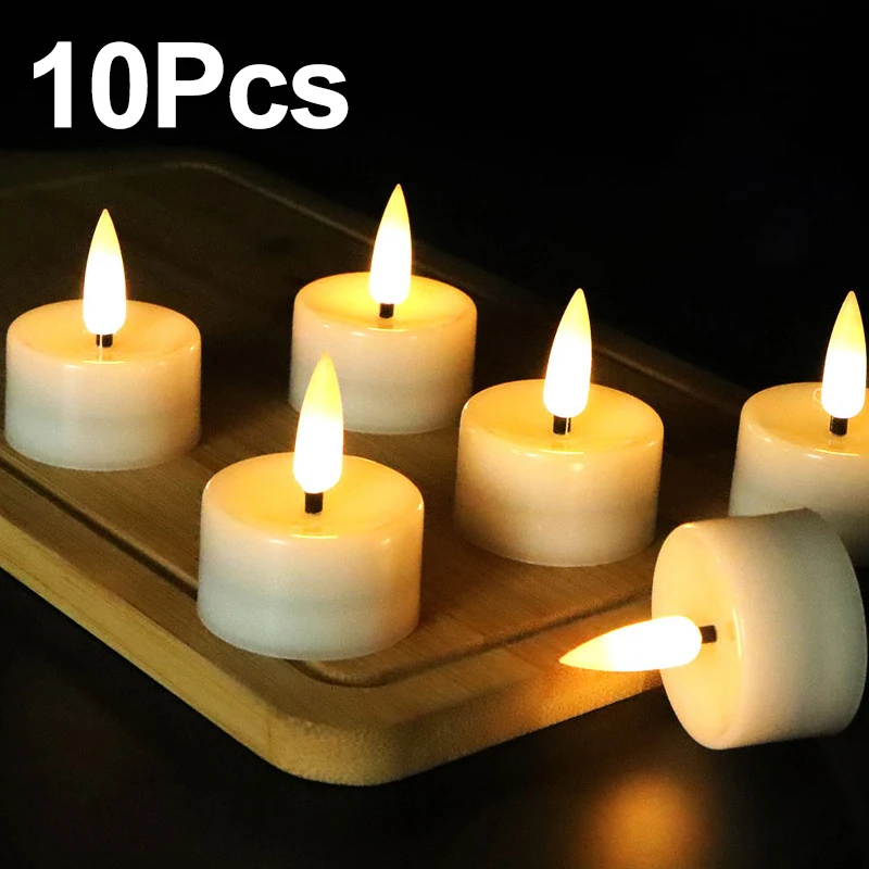 

10Pcs Flickering LED Candle Battery Powered Flashing Tea Light Flameless Candles Birthday Wedding Party Romantic Decoration Lamp