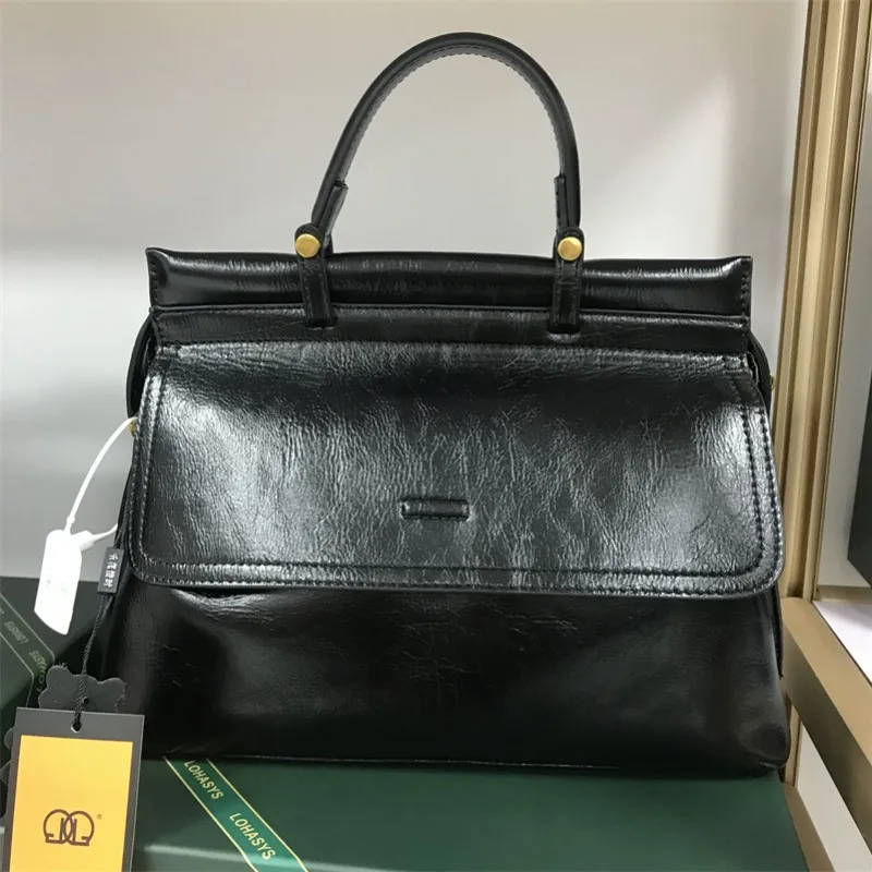 

Lehua Cherish Time Advanced Messenger Handbag Women's Bag 2023 New Leather Retro Commuting Fashion Single-shoulder Satchels Cc