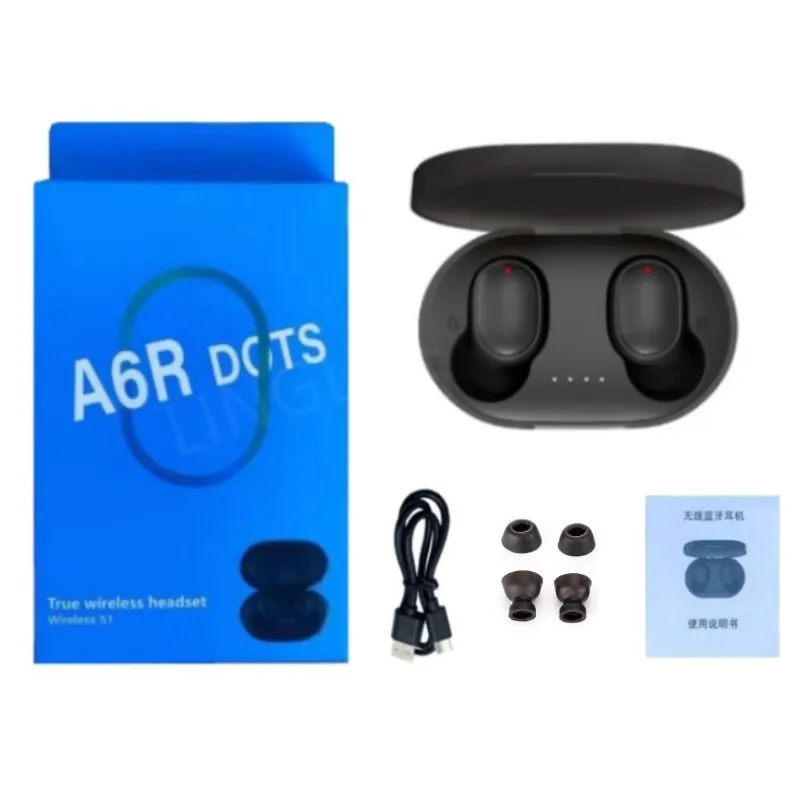 

A6R Tws Wireless Bluetooth Earphones Mini Earbud Noise Reduction With Charging Box Sports Gaming Headphone For Redmi Xiaomi Air