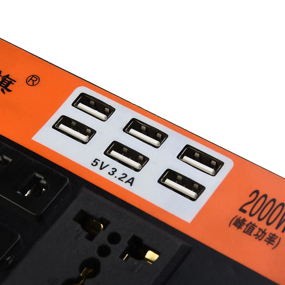 

DC12V/24V To 110V/220V 1500W Car Power Inverter LED Display 6 USB Fast Charging Voltage Capacity Transformer Converter