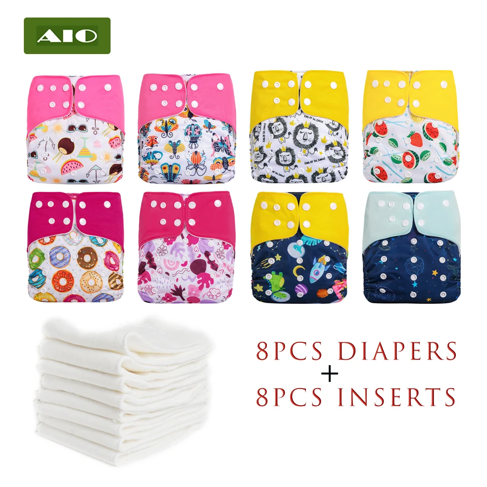 

[AIO] 1 Set 0-36 Month Reusable Inserts Wet Bag Pocket Diaper Suit Washable Eco Baby Cloth Diaper Ecological Adjustable Nappies