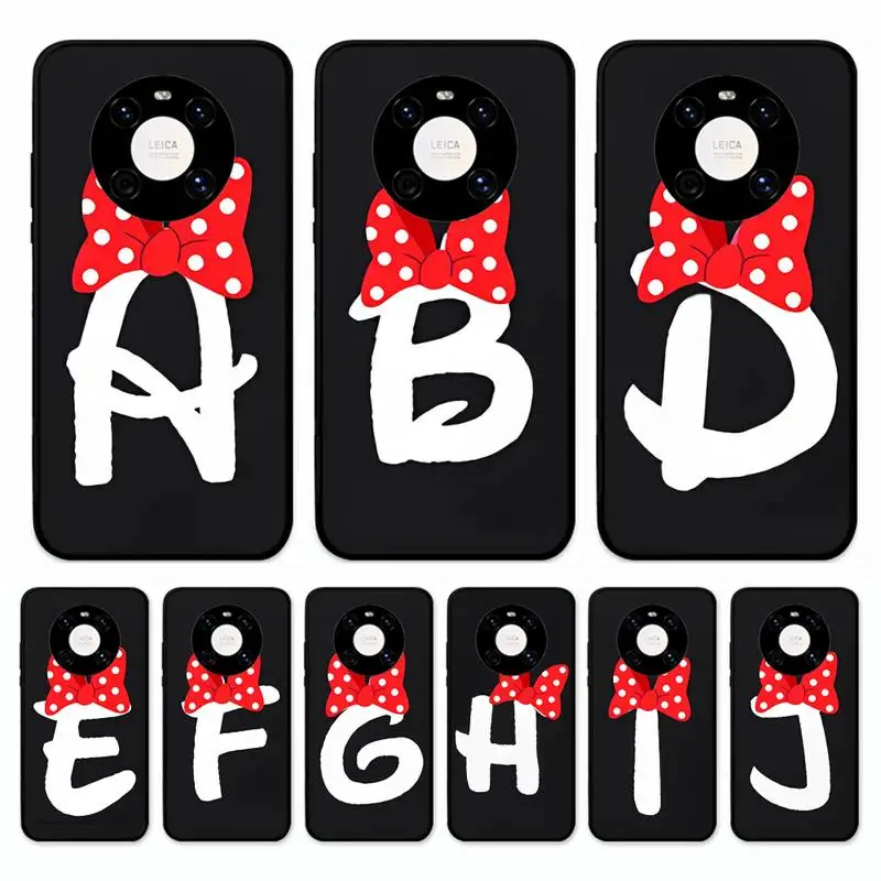 

Cute Cartoon Bow Letter Phone Case For Huawei Mate 10 20 30 40 50 lite pro Nova 3 3i 5 6 SE 7 pro 7SE
