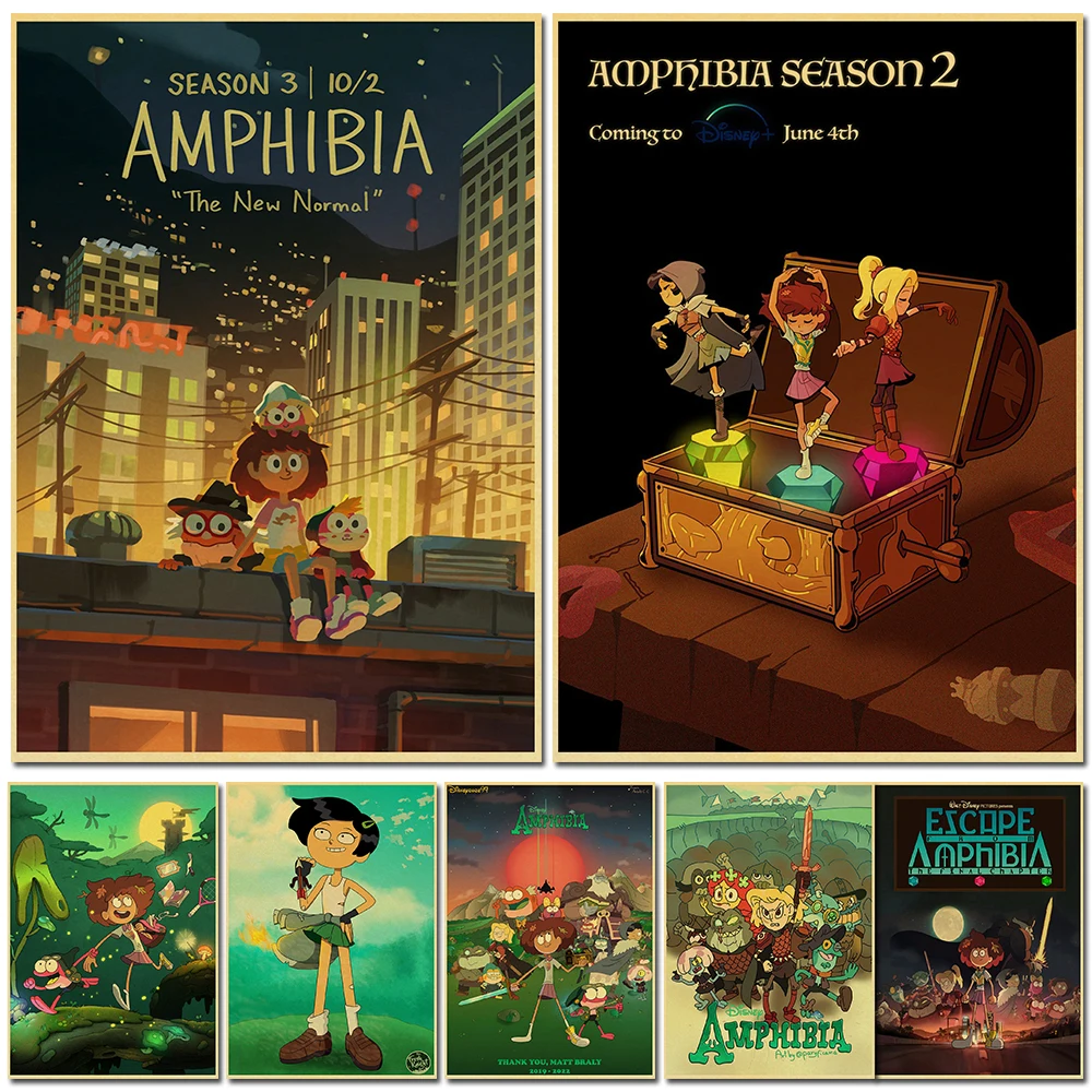 Аниме амфибия плакаты мультфильм Винтаж Ретро Матовая крафт-бумага антикварная наклейка домашний Декор Бар Кафе Искусство Настенная живопись