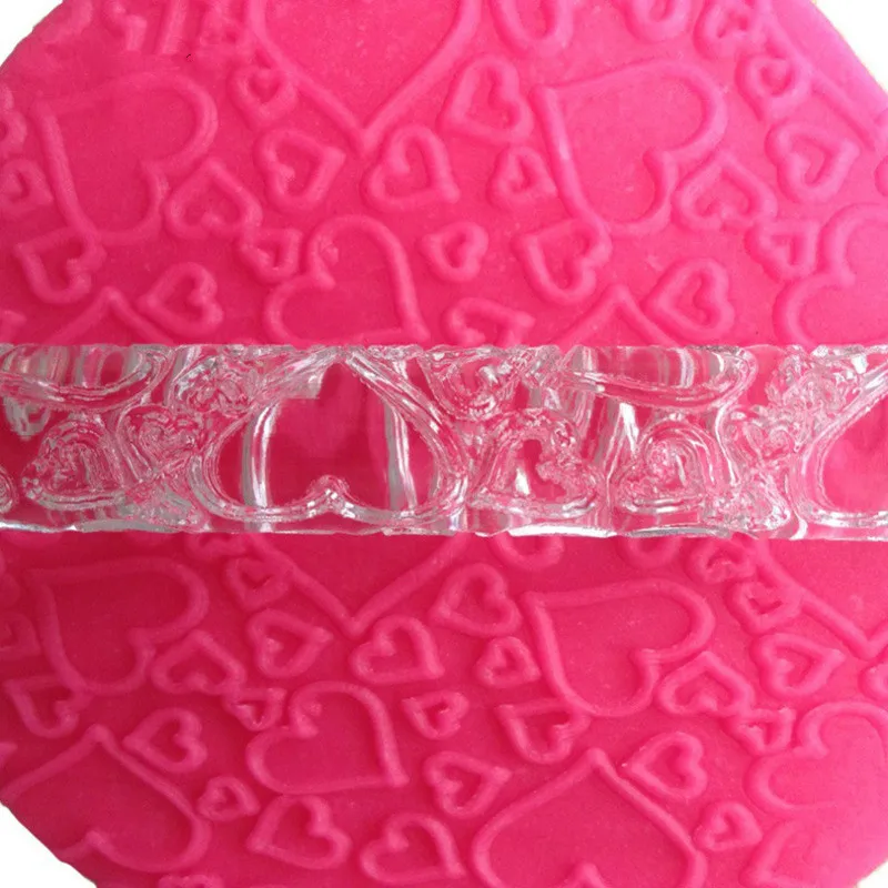 

16x1cm Acrylic Printing Rolling Pin Love Heart Embossing Transparent Fondant Rolling Pin Mini Non-Stick Pastry Baking Tool