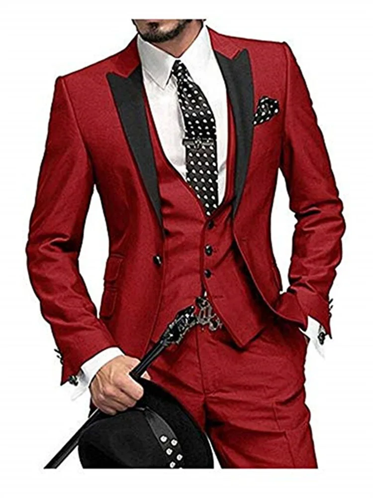 

Lansboter красный новейший дизайн мужской костюм жениха свадьба Slim 3 штуки Fit смокинг пользовательский Выпускной Блейзер Terno Masculino костюм Hombre