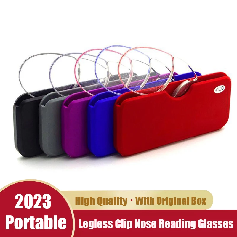 

Legless Clip Nose Mini Reading Glasses Ultra-thin unisex Anti-Blue Hyperopia Eyeglasses Compact And convenient to carry around