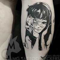 5 pieces japanese dark comic evil kawakami tomie double sided girl temporary fake tattoo sticker