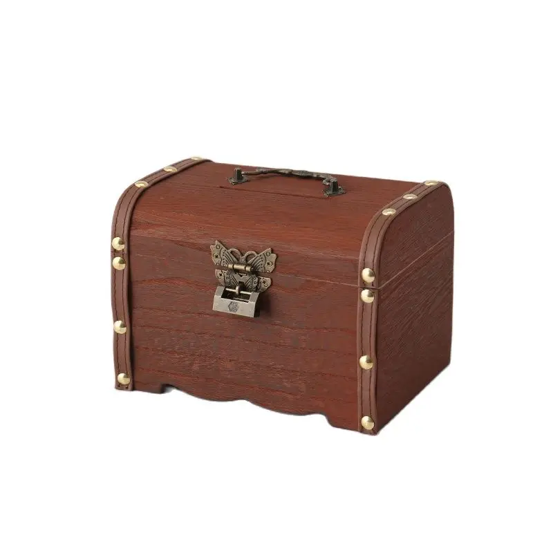 

Children's Wooden Piggy Bank Box Super Retro Large Deposit Adults Money Saving Box Money Safe with Free Lock Alcancia Gift FP046