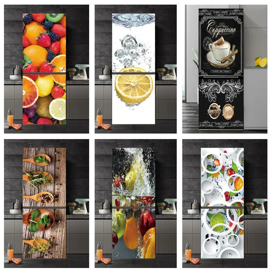 60x200cm/Custom Size Fruit Sticker For Refrigerator Peel & Stick Waterproof Wallpaper Kitchen Fridge Full Cover Decal Door Mural