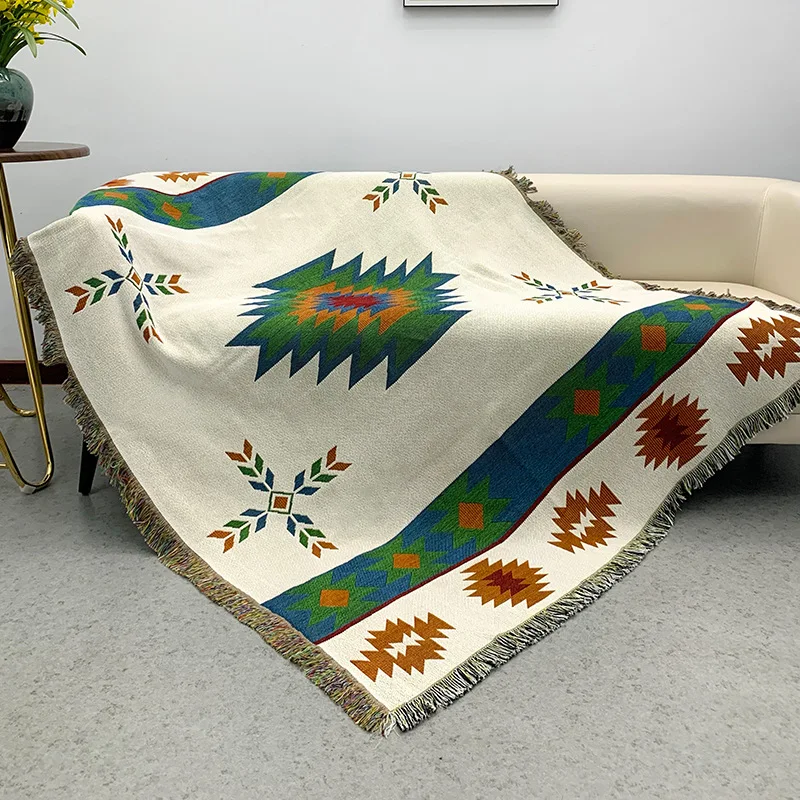 

Geometry Blanket Vintage Throw Sofa Covers Knitted Bedspread Floral Europe Style Outdoor Camping Travel Blankets