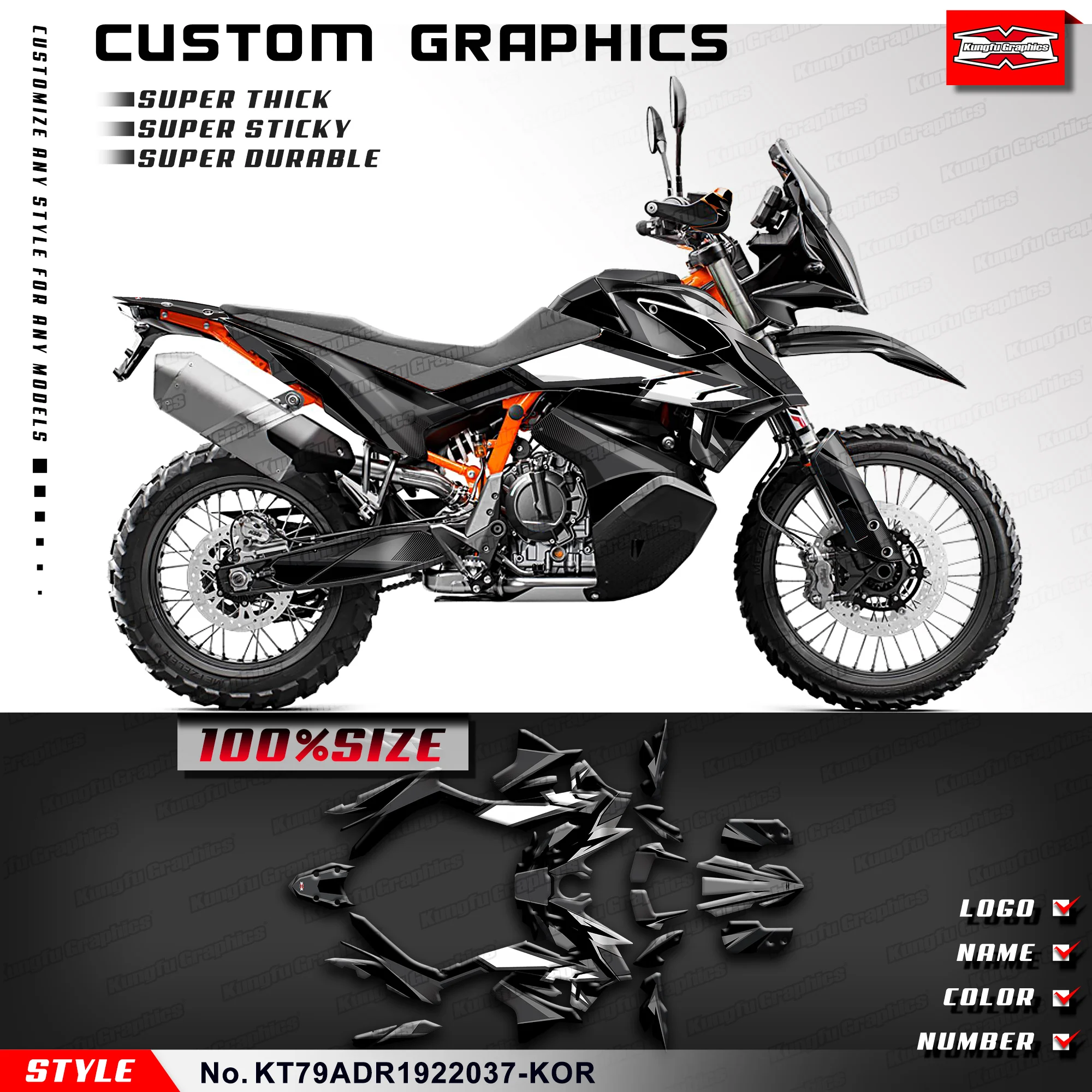 KUNGFU графические наклейки для KTM 790 890 Adventure R 2019 2020 2021 2022 ремонт Стиль № KT79ADR1922037-KOR