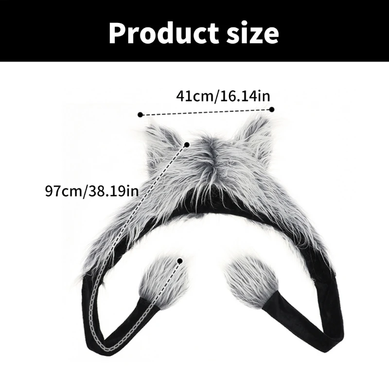 Повязка на голову для косплея утепленная меховая шапка с волком альпинизма