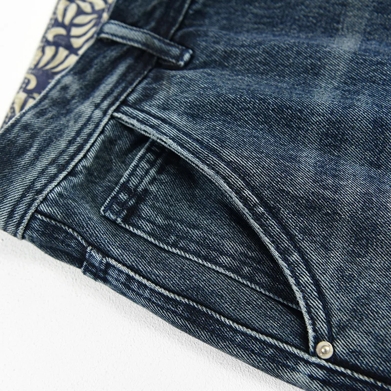 Fashion Designer Men Jeans Retro Washed Blue Loose Fit Vintage Straight Jeans Men Streetwear Hip Hop Wide Leg Denim Pants Hombre