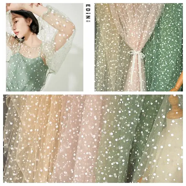 

1.6 meters wide soft wave dot gold dot printing mesh lace fabric DIY clothing skirt curtain fabric fabric