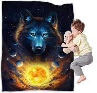 wolf blanket howling wolf throw blankets for kids adults super soft warm cozy wolf plush flannel fleece blanket for couch bed