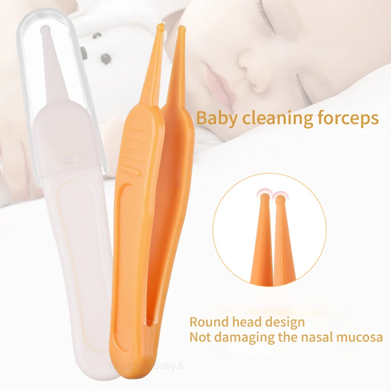 

Plastic Cleaning Tweezers Baby Safety Care Round Head Clamp Anti-skid Design Clean Ear Holes Nostrils Forceps Babies Daily Care