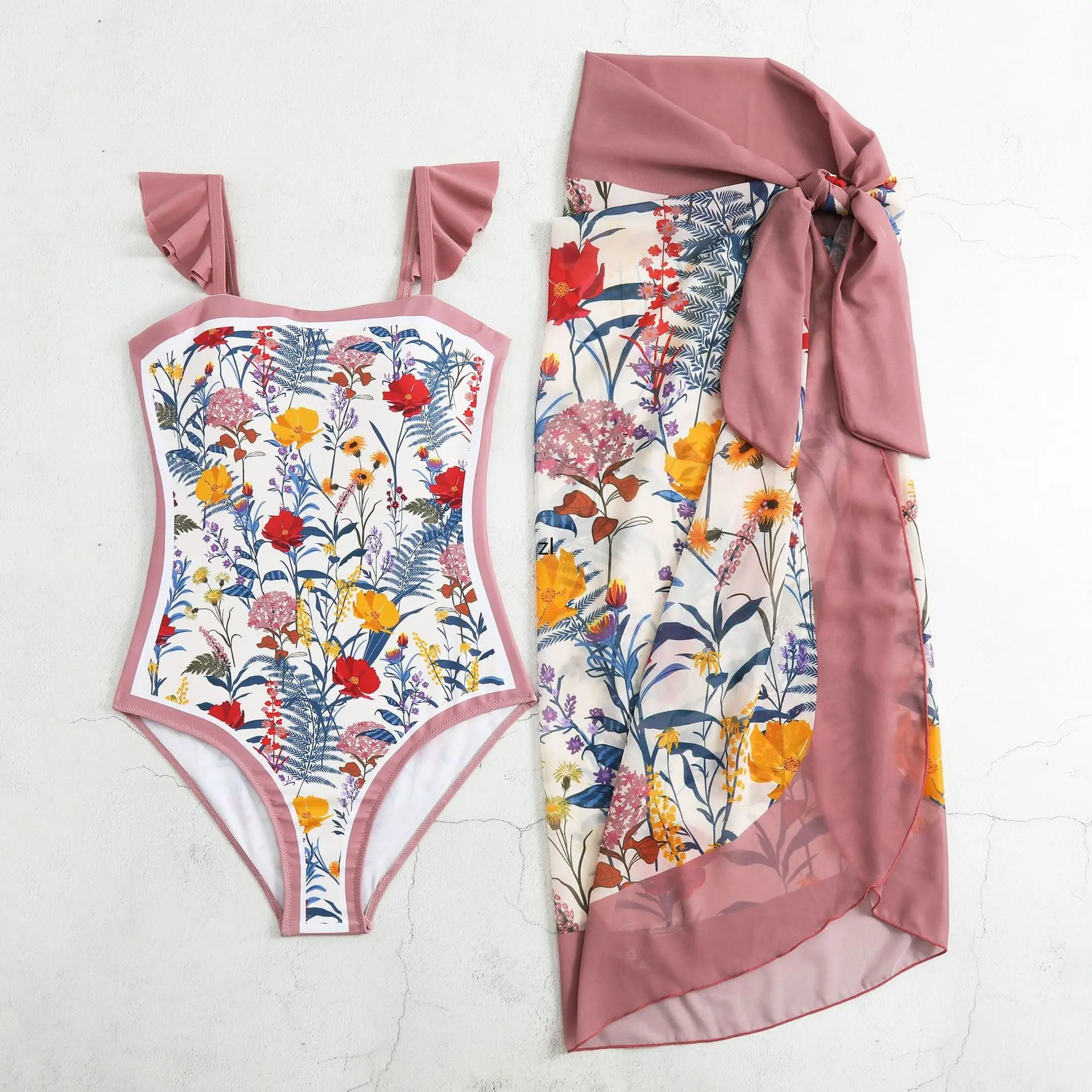 2023 V Neck One Piece Swimwear with Cover Up Women Swimsuit Patchwork Bathing Suit Cross Beach Wear Bodysuit Monokini Summer