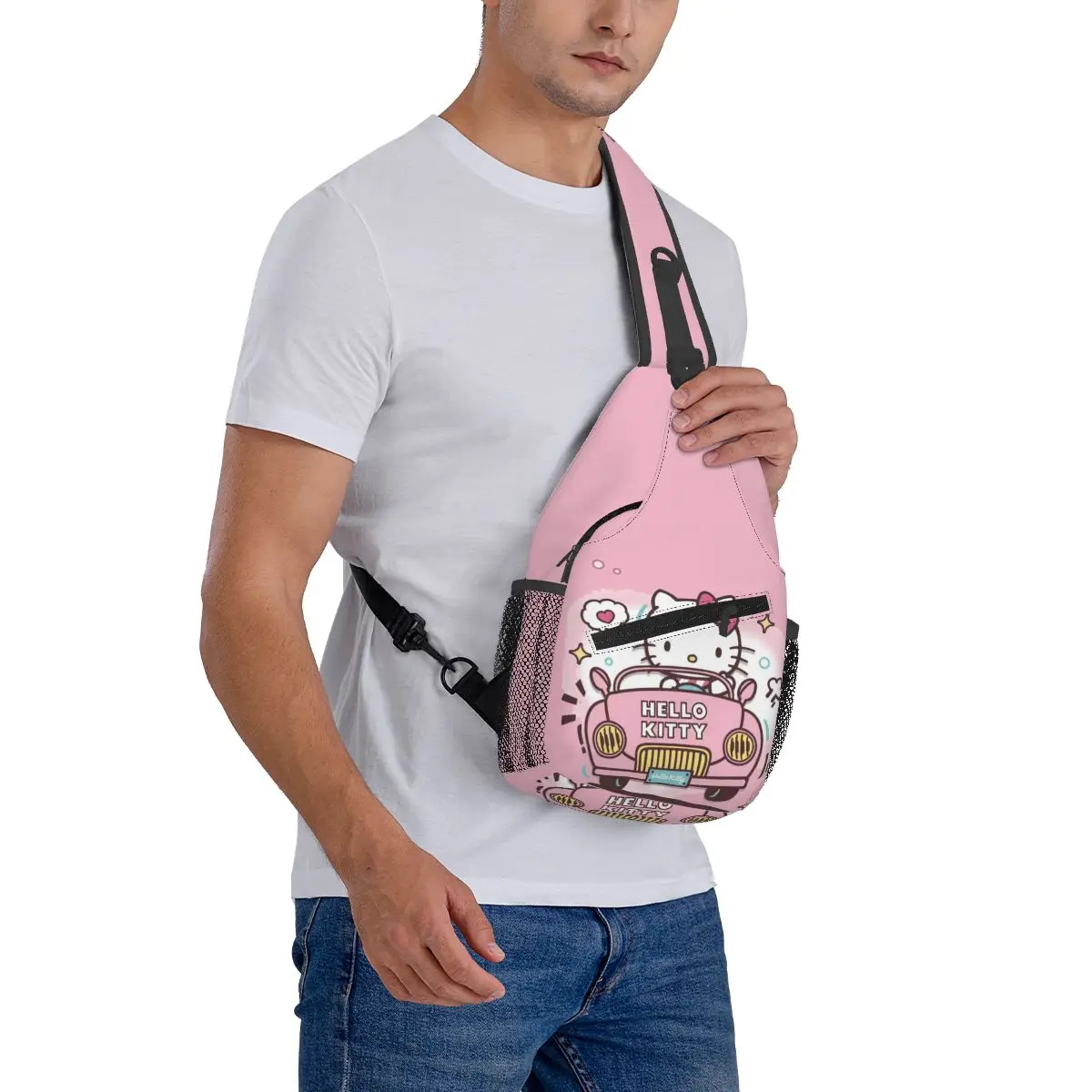 Рюкзак на заказ Hello Kitty Cat через плечо нагрудный рюкзак женский и мужской сумка
