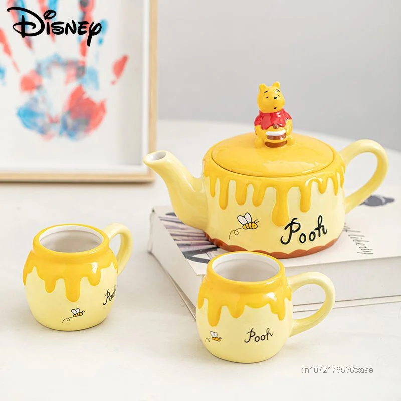 

Disney Winnie Pooh Coffeeware Teaware Cute Anime Tea Cup Set Ceramic Pot Mug Y2k Women Matcha Cup Creative Gift Kitchen Supplies