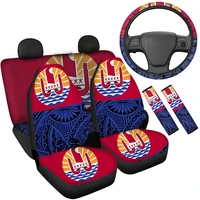 french polynesia flag design comfortable front and back car seat covers universal steering wheel cover 6pcs set seatbelt covers